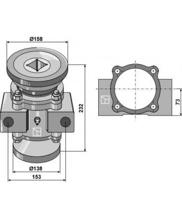 Bearing compl. for 40x40 square shaft