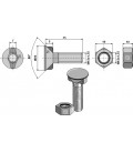 Plough bolt M12 x 1,75 x 35 with hexagon nut