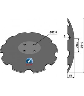 Notched disc with flat neck - Ø510