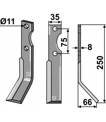 Rotary tine, right model