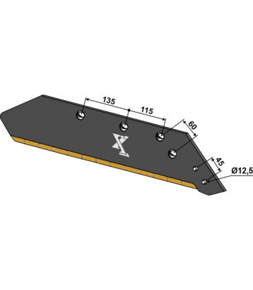 Reversible point share - 16' - right - Hard metal