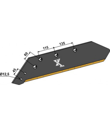 Reversible point share - 16' - left - Hard metal