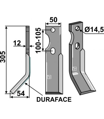 Rotary tine DURAFACE, left model