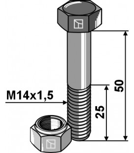 Hexagon bolt M14x1,5x50 with self-locking nut