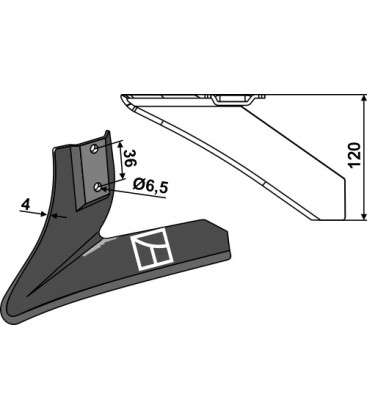 Angled wing share - left