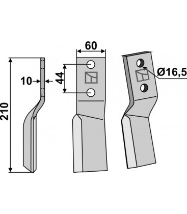 Rotary tine, left model