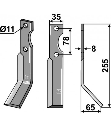 Rotary tine, right model