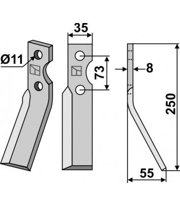 Rotary tine, right model