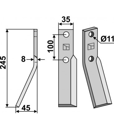 Rotary tine, left model