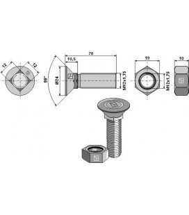 Plough bolt DIN 608 with hexagon nut