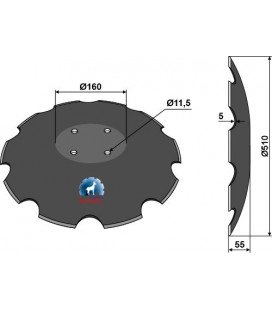 Notched disc with flat neck - Ø510