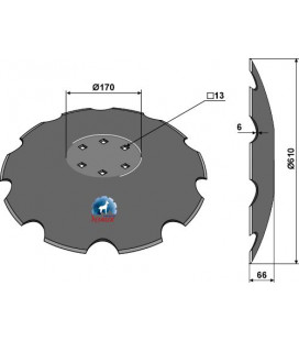 Notched disc with flat neck Ø610