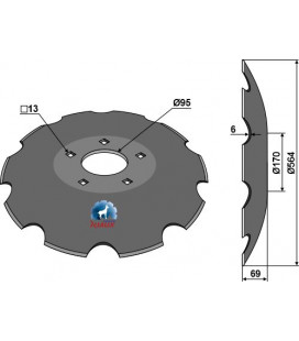 Notched disc with flat neck - Ø564