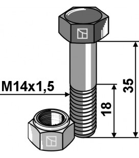 Hexagon bolt M14x1,5x35 with self-locking nut