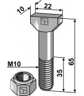 Hammer-head bolt 10x65 with self-locking nut 8.8