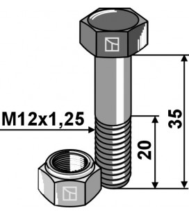 Hexagon bolt M12x1,25x35 with self-locking nut