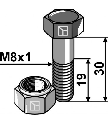 Hexagon bolt M8x1x30 with self-locking nut