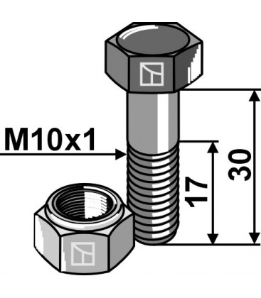 Hexagon bolt M10x1x30 with self-locking nut