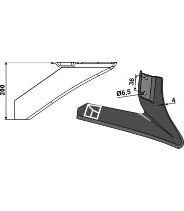 Angled wing share - right