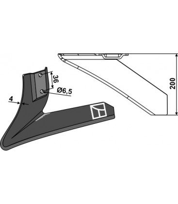 Angled wing share - left