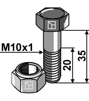 Hexagon bolt M10x1x35 with self-locking nut