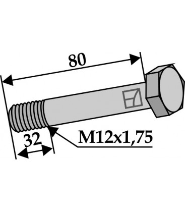 Bolt with self-locking nut - M12x1,75