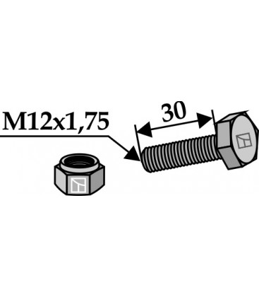 Hexagon Bolt M12x1,75x30 with self-locking nut