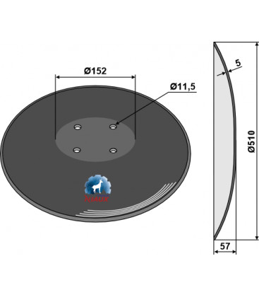 Plain disc with flat neck - Ø510x5