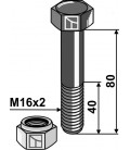 Bult med låsmutter M16x2-10.9